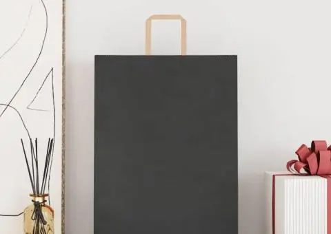 Pungi de hârtie 50 buc cu mânere negre 32x12x42 cm - 2/5