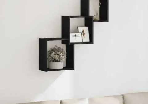 Rafturi cub perete, stejar negru, 68x15x68 cm, lemn prelucrat - 1/5