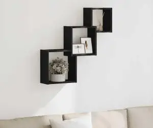 vidaXL Rafturi cub perete, stejar negru, 68x15x68 cm, lemn prelucrat
