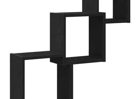 Rafturi cub perete, stejar negru, 68x15x68 cm, lemn prelucrat - 2/5