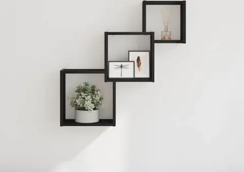 Rafturi cub perete, stejar negru, 68x15x68 cm, lemn prelucrat - 3/5