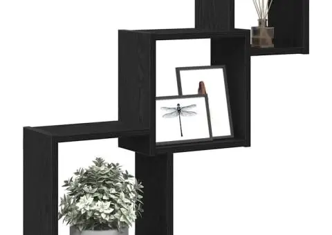 Rafturi cub perete, stejar negru, 68x15x68 cm, lemn prelucrat - 4/5