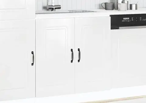 Dulap bază pentru chiuvetă „Kalmar” alb lucios lemn prelucrat - 1/5