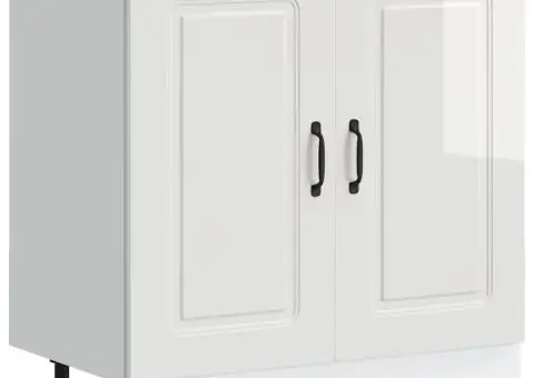 Dulap bază pentru chiuvetă „Kalmar” alb lucios lemn prelucrat - 2/5