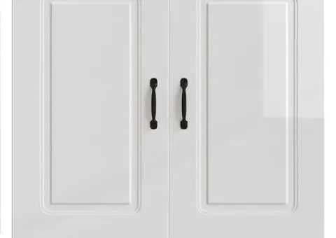 Dulap bază pentru chiuvetă „Kalmar” alb lucios lemn prelucrat - 4/5