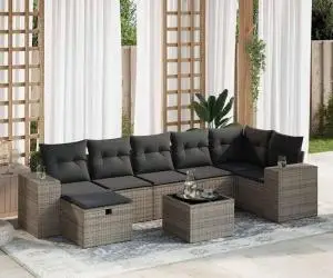 vidaXL Set canapele de grădină cu perne, 8 piese, gri, poliratan