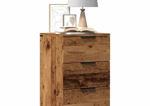 Noptiere, 2 buc, lemn învechit, 40x36x65 cm, lemn prelucrat - 1/5