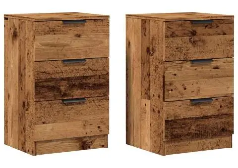 Noptiere, 2 buc, lemn învechit, 40x36x65 cm, lemn prelucrat - 2/5