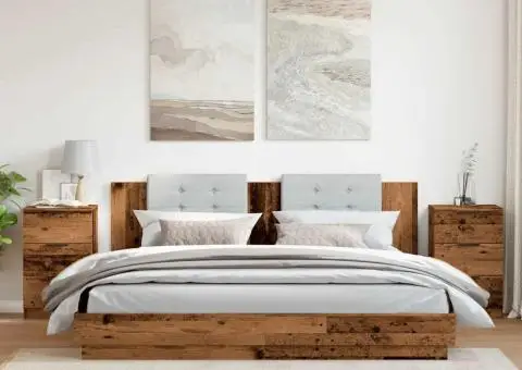 Noptiere, 2 buc, lemn învechit, 40x36x65 cm, lemn prelucrat - 3/5