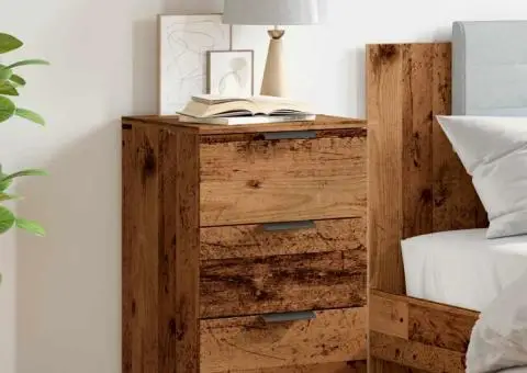 Noptiere, 2 buc, lemn învechit, 40x36x65 cm, lemn prelucrat - 4/5