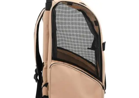 Troller pentru animale de companie multifuncțional, pliabil, bej - 3/5