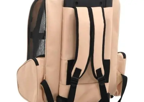 Troller pentru animale de companie multifuncțional, pliabil, bej - 4/5