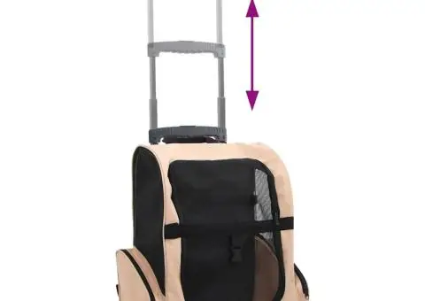 Troller pentru animale de companie multifuncțional, pliabil, bej - 5/5