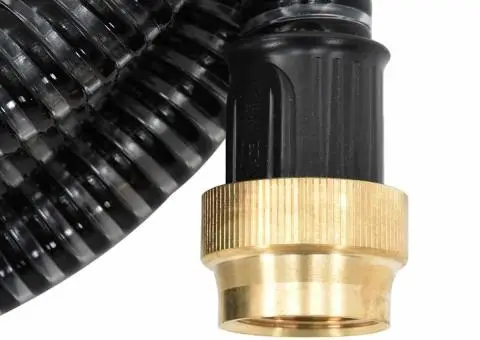 Furtun de aspirație cu racorduri din alamă, negru 1,1" 20 m PVC - 2/5