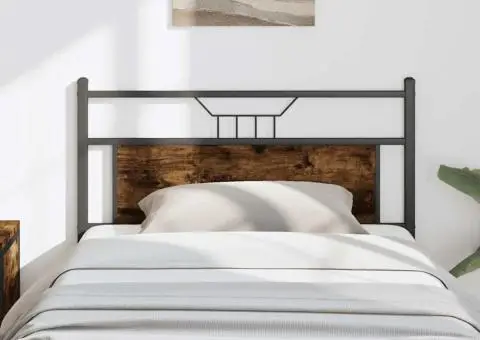 Tăblie de pat, stejar fumuriu, 100 cm, lemn prelucrat și oțel - 1/5