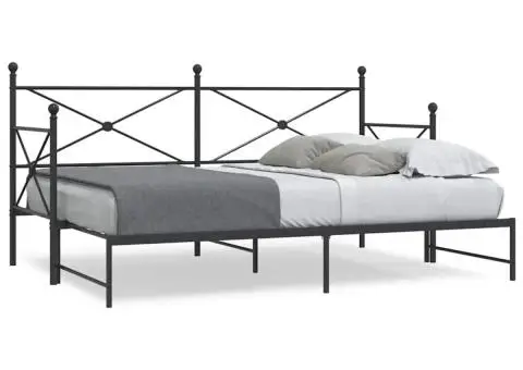 Pat de zi cu șaia fără saltea Negru 75x190 cm Oțel - 1/5