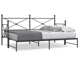 vidaXL Pat de zi cu șaia fără saltea Negru 75x190 cm Oțel