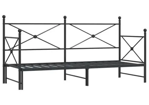 Pat de zi cu șaia fără saltea Negru 75x190 cm Oțel - 2/5