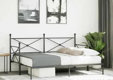 Pat de zi cu șaia fără saltea Negru 75x190 cm Oțel - 3/5