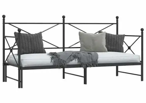 Pat de zi cu șaia fără saltea Negru 75x190 cm Oțel - 5/5