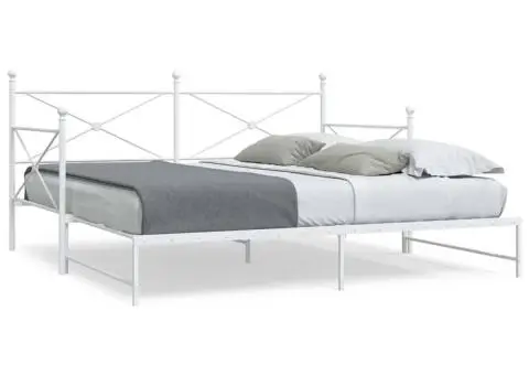 Pat de zi cu șuviț fără saltea Alb 100x200 cm Oțel - 1/5