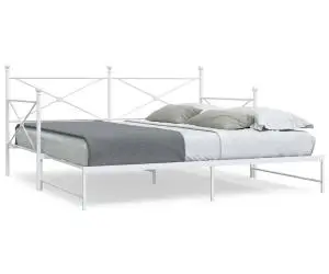 Pat de zi cu șuviț fără saltea Alb 100x200 cm Oțel