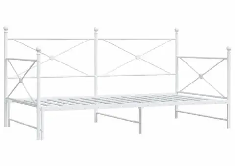 Pat de zi cu șuviț fără saltea Alb 100x200 cm Oțel - 2/5