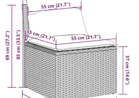 Set canapele de grădină cu perne, 6 piese, negru, poliratan - 4/5