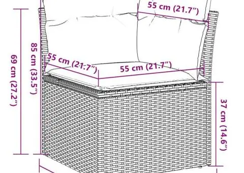 Set canapele de grădină cu perne, 6 piese, negru, poliratan - 5/5