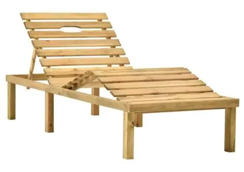 Șezlong de grădină cu masă, lemn de pin tratat - 2/5