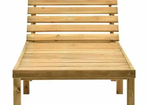 Șezlong de grădină cu masă, lemn de pin tratat - 3/5