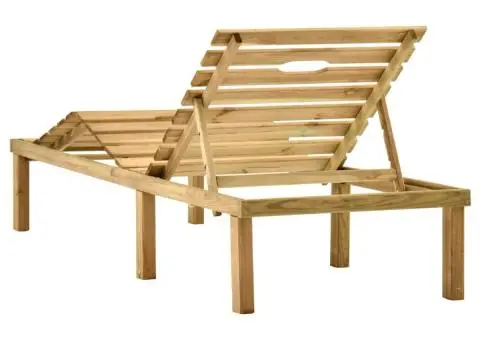 Șezlong de grădină cu masă, lemn de pin tratat - 4/5