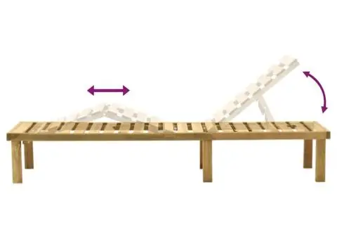 Șezlong de grădină cu masă, lemn de pin tratat - 5/5