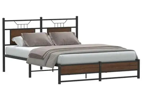 Cadru pat fără saltea stejar maro 150x200 cm lemn prelucrat - 1/5