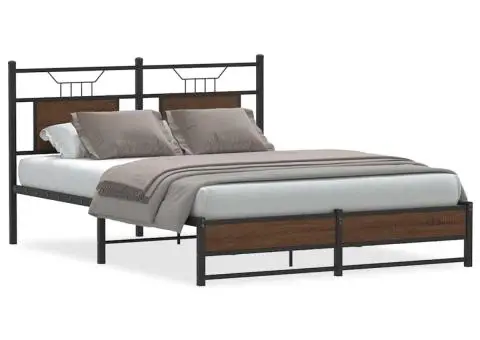 Cadru pat fără saltea stejar maro 150x200 cm lemn prelucrat - 2/5