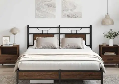 Cadru pat fără saltea stejar maro 150x200 cm lemn prelucrat - 5/5