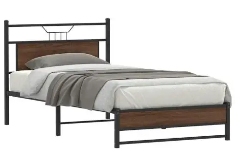 Cadru pat fără saltea stejar maro 100x200 cm lemn prelucrat - 1/5