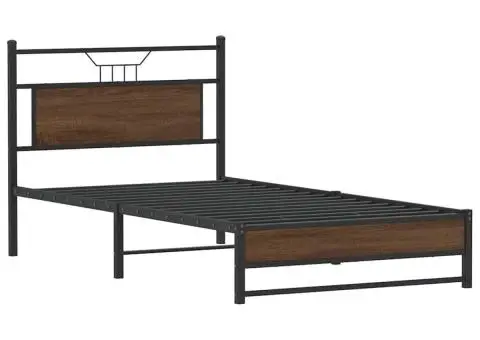 Cadru pat fără saltea stejar maro 100x200 cm lemn prelucrat - 3/5