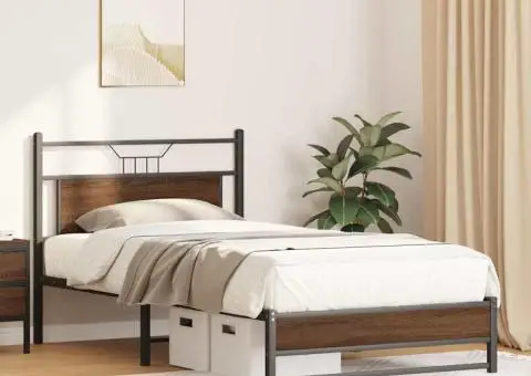 Cadru pat fără saltea stejar maro 100x200 cm lemn prelucrat - 4/5