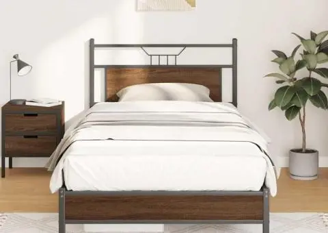 Cadru pat fără saltea stejar maro 100x200 cm lemn prelucrat - 5/5