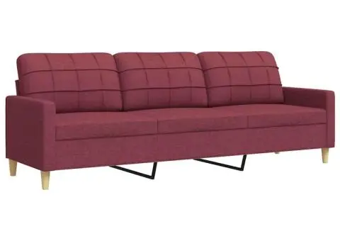 Canapea cu 3 locuri, roșu vin, 210 cm, material textil - 2/5