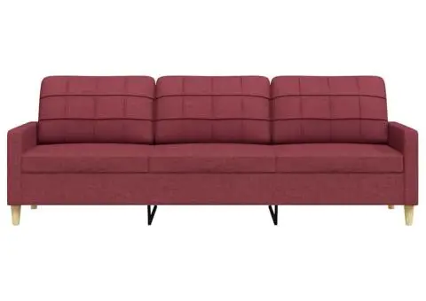 Canapea cu 3 locuri, roșu vin, 210 cm, material textil - 4/5