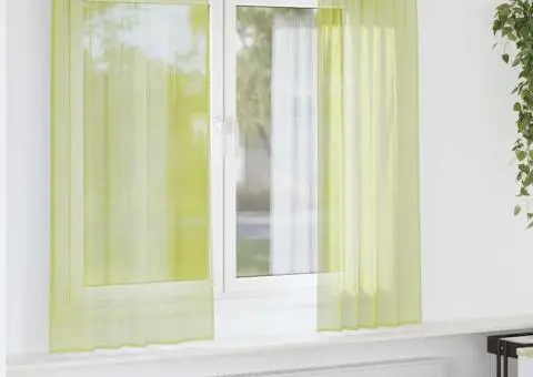 Perdele din voile cu tablă 2 buc Verde măr - 1/5