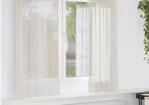 Perdele din voile cu tablă 2 buc crem - 1/5