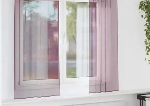 Perdele Voile cu Bucle 2 buc Violet 140x140 cm - 1/5