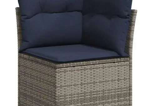 Set canapele de grădină cu perne, 9 piese, gri, poliratan - 4/5