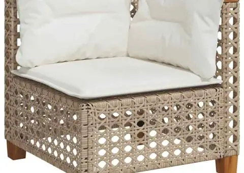 Set canapele de grădină, 7 piese, cu perne, bej, poliratan - 3/5