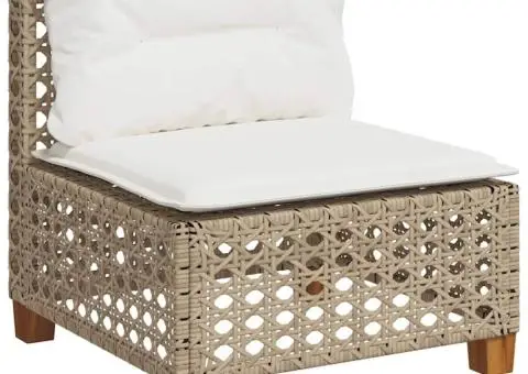 Set canapele de grădină, 7 piese, cu perne, bej, poliratan - 4/5