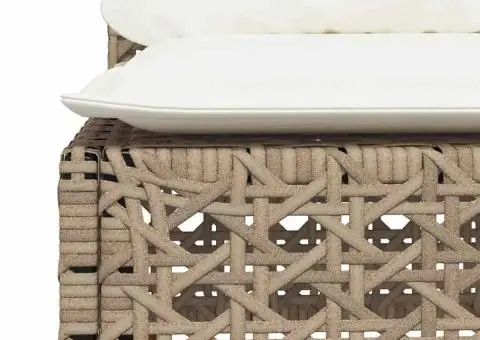 Set canapele de grădină, 7 piese, cu perne, bej, poliratan - 5/5