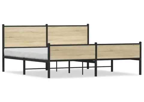 Cadru de pat metalic fără saltea, stejar sonoma, 180x200 cm - 2/5